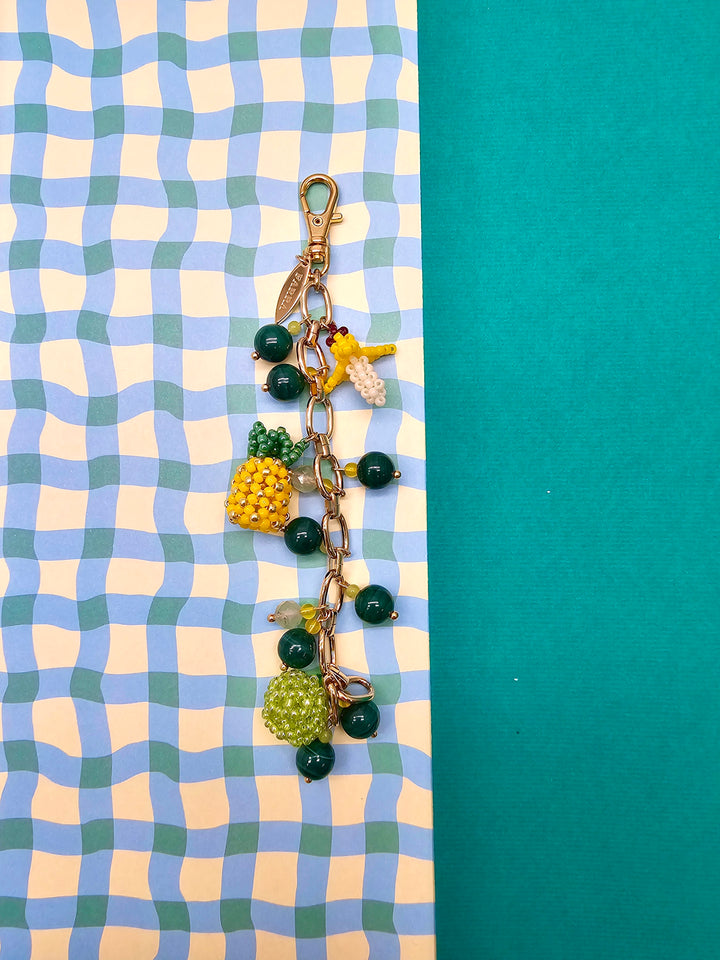 Handcrafted Fruit Charm With Malachite Prehnite Tassel Phone Strap/ Bag Charm PC110