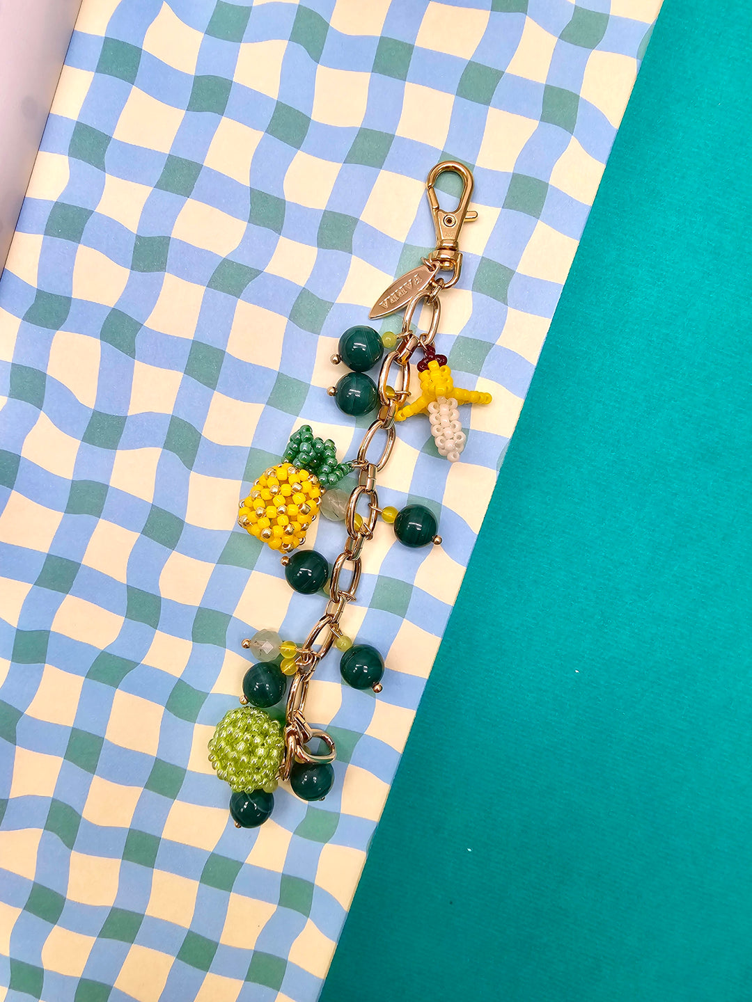 Handcrafted Fruit Charm With Malachite Prehnite Tassel Phone Strap/ Bag Charm PC110