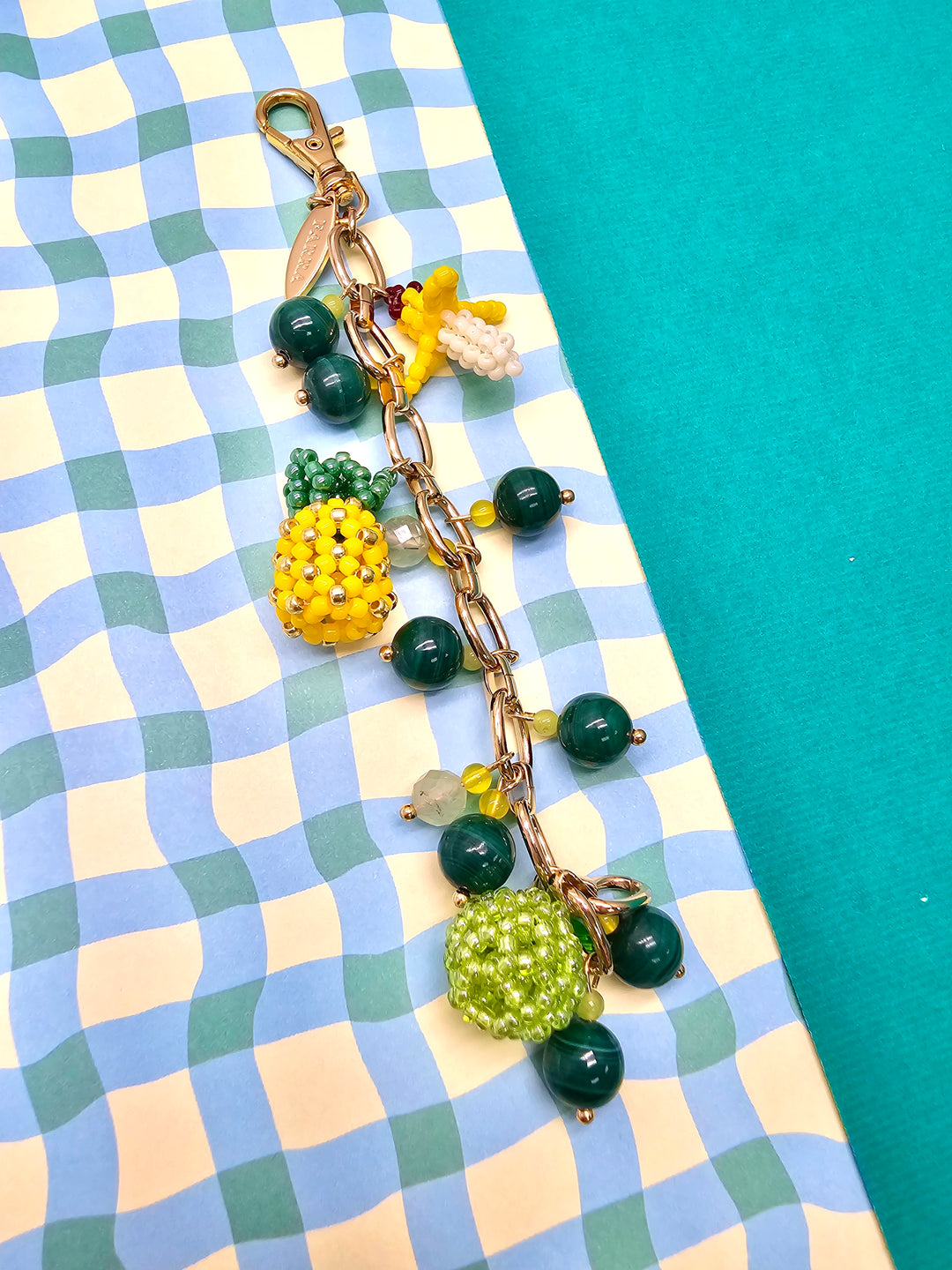 Handcrafted Fruit Charm With Malachite Prehnite Tassel Phone Strap/ Bag Charm PC110