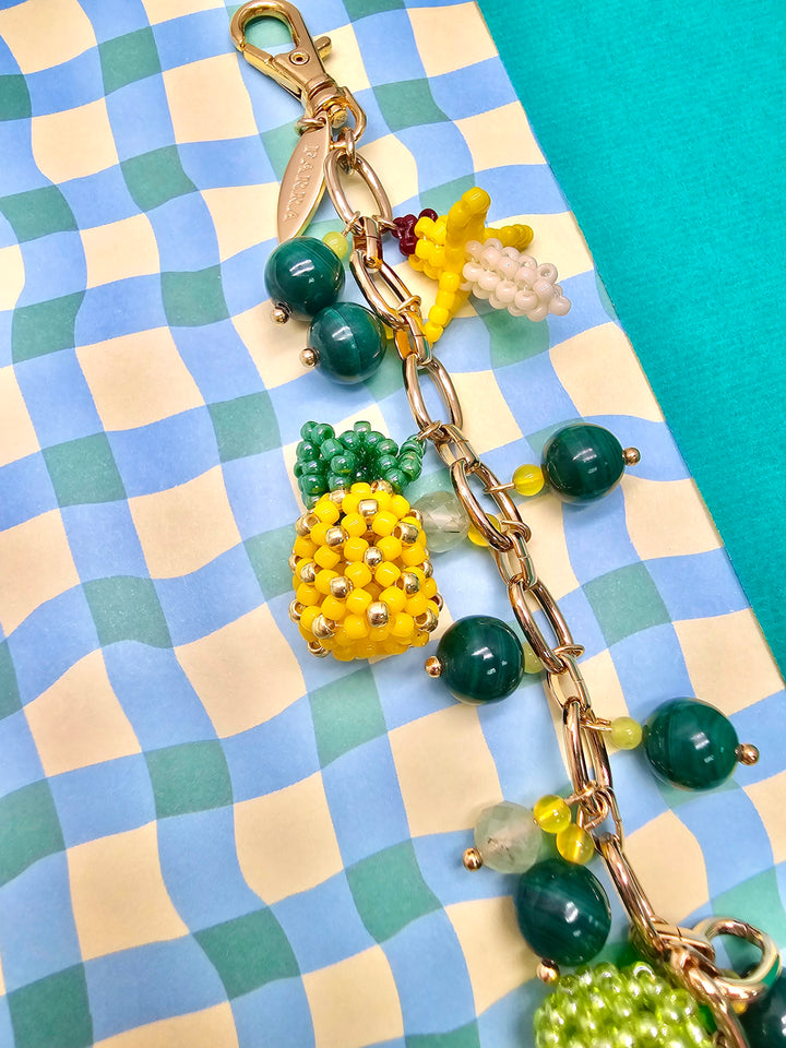 Handcrafted Fruit Charm With Malachite Prehnite Tassel Phone Strap/ Bag Charm PC110