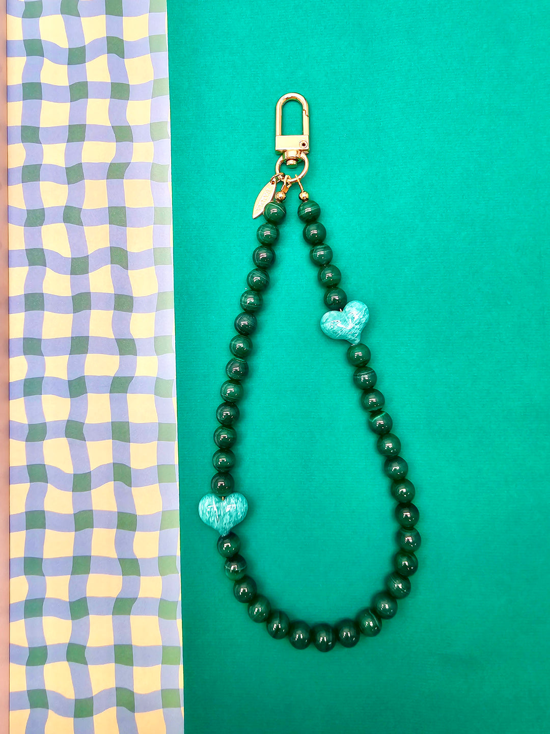 Malachite With Amazonite Heart Phone Strap PC120