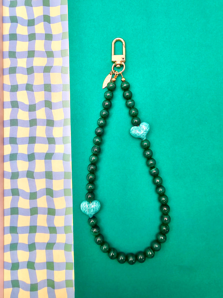 Malachite With Amazonite Heart Phone Strap PC120