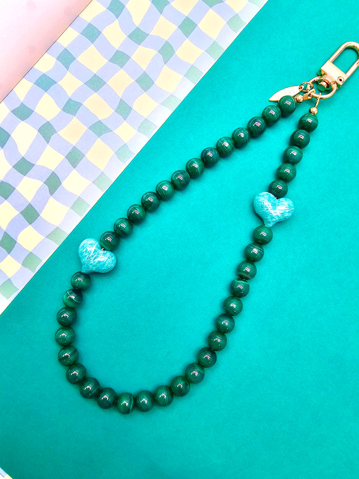 Malachite With Amazonite Heart Phone Strap PC120