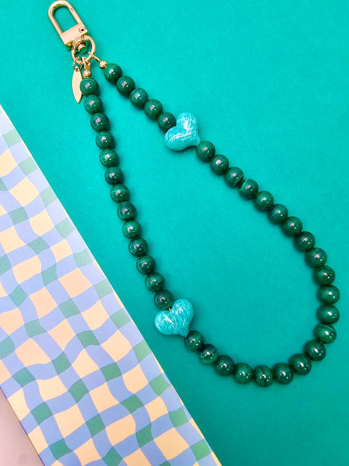 Malachite With Amazonite Heart Phone Strap PC120