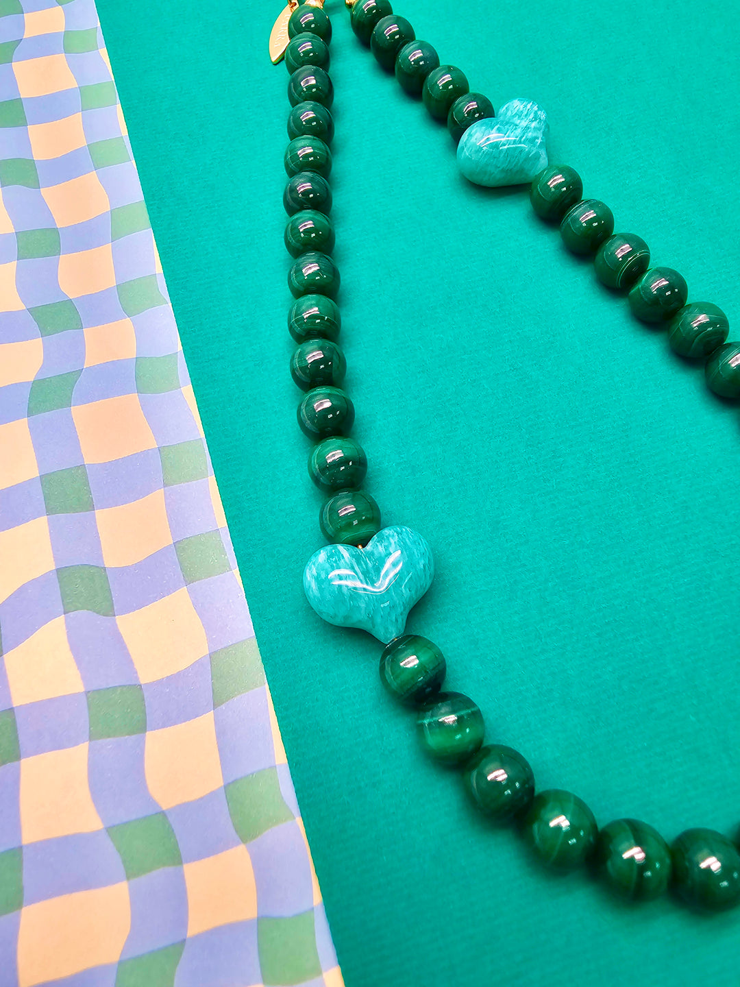 Malachite With Amazonite Heart Phone Strap PC120