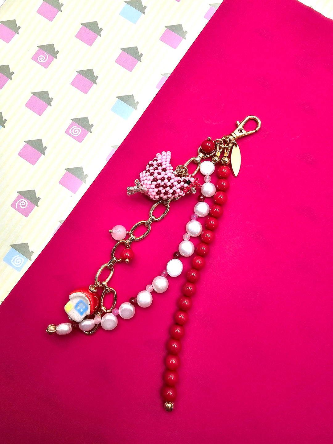 Farm Story Chicken House Coral Pearl Phone Strap / Bag Charm PC105