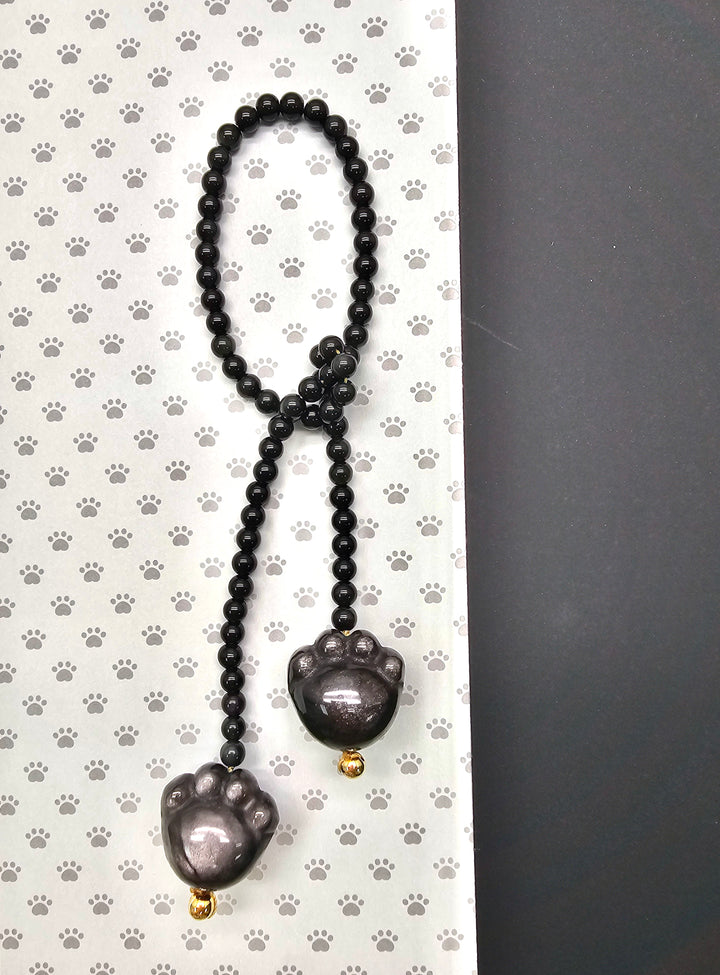 Black Obsidian Pat Paw Open-Ended Versatile bag Charm PC118