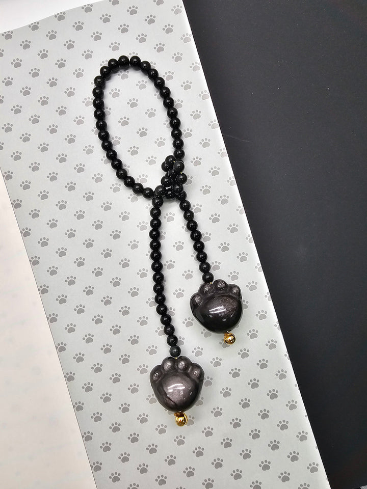 Black Obsidian Pat Paw Open-Ended Versatile bag Charm PC118