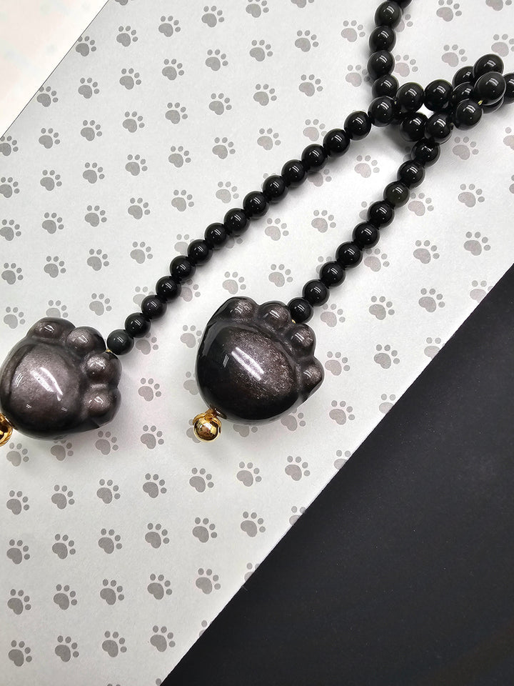 Black Obsidian Pat Paw Open-Ended Versatile bag Charm PC118
