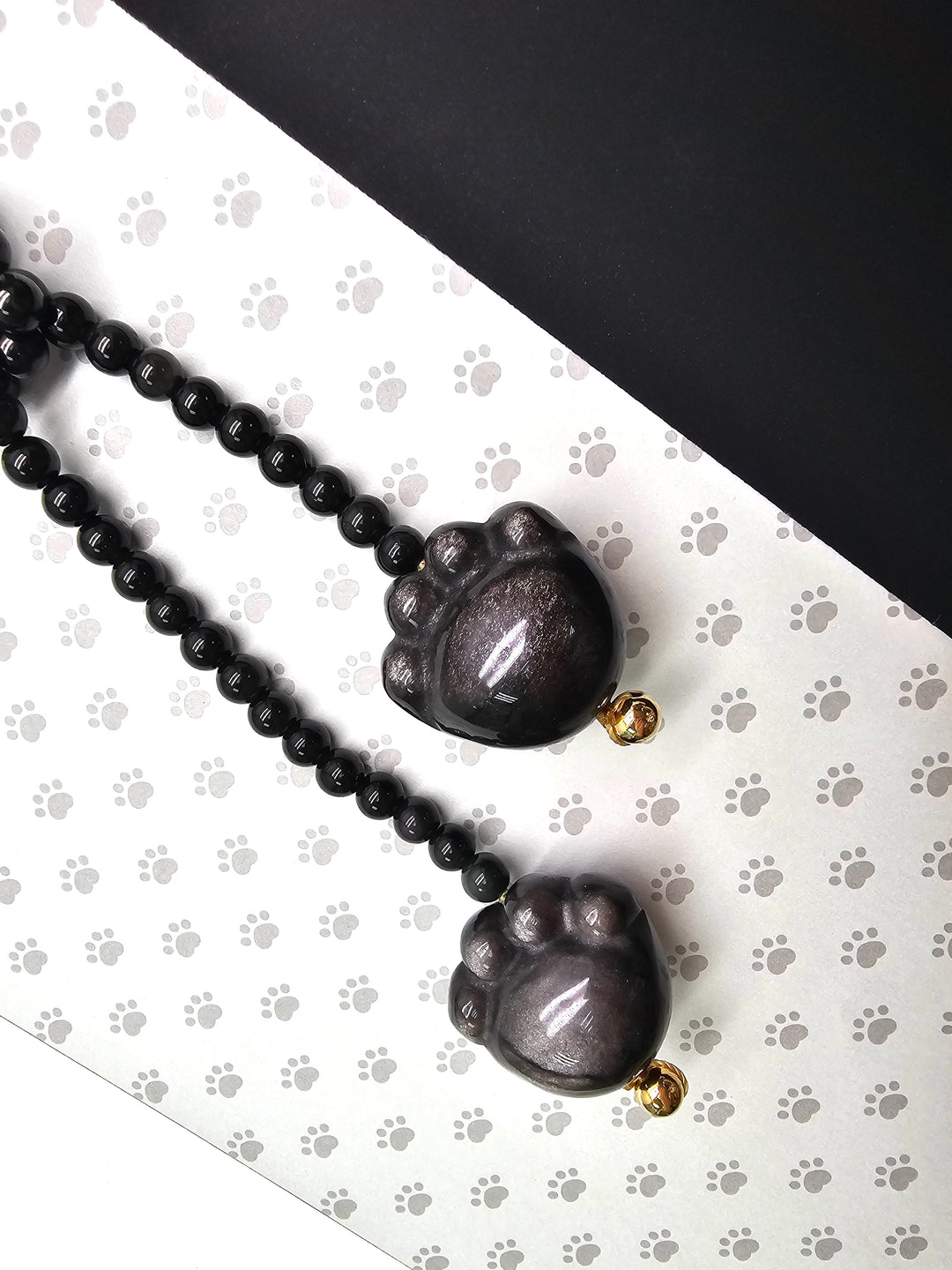 Black Obsidian Pat Paw Open-Ended Versatile bag Charm PC118