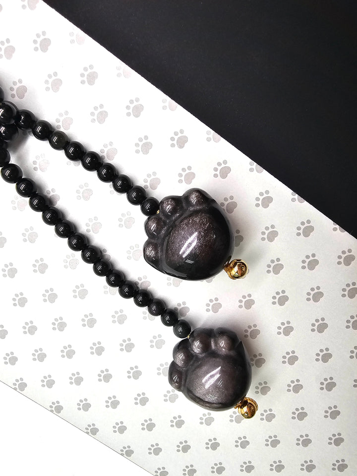 Black Obsidian Pat Paw Open-Ended Versatile bag Charm PC118