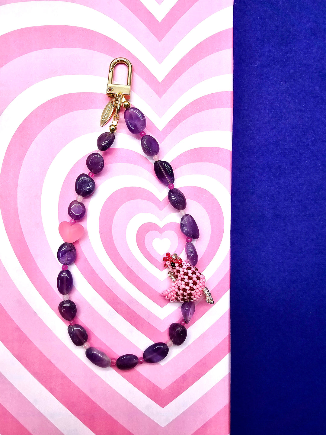 Handcrafted Chicken Amethyst Phone Strap PC122