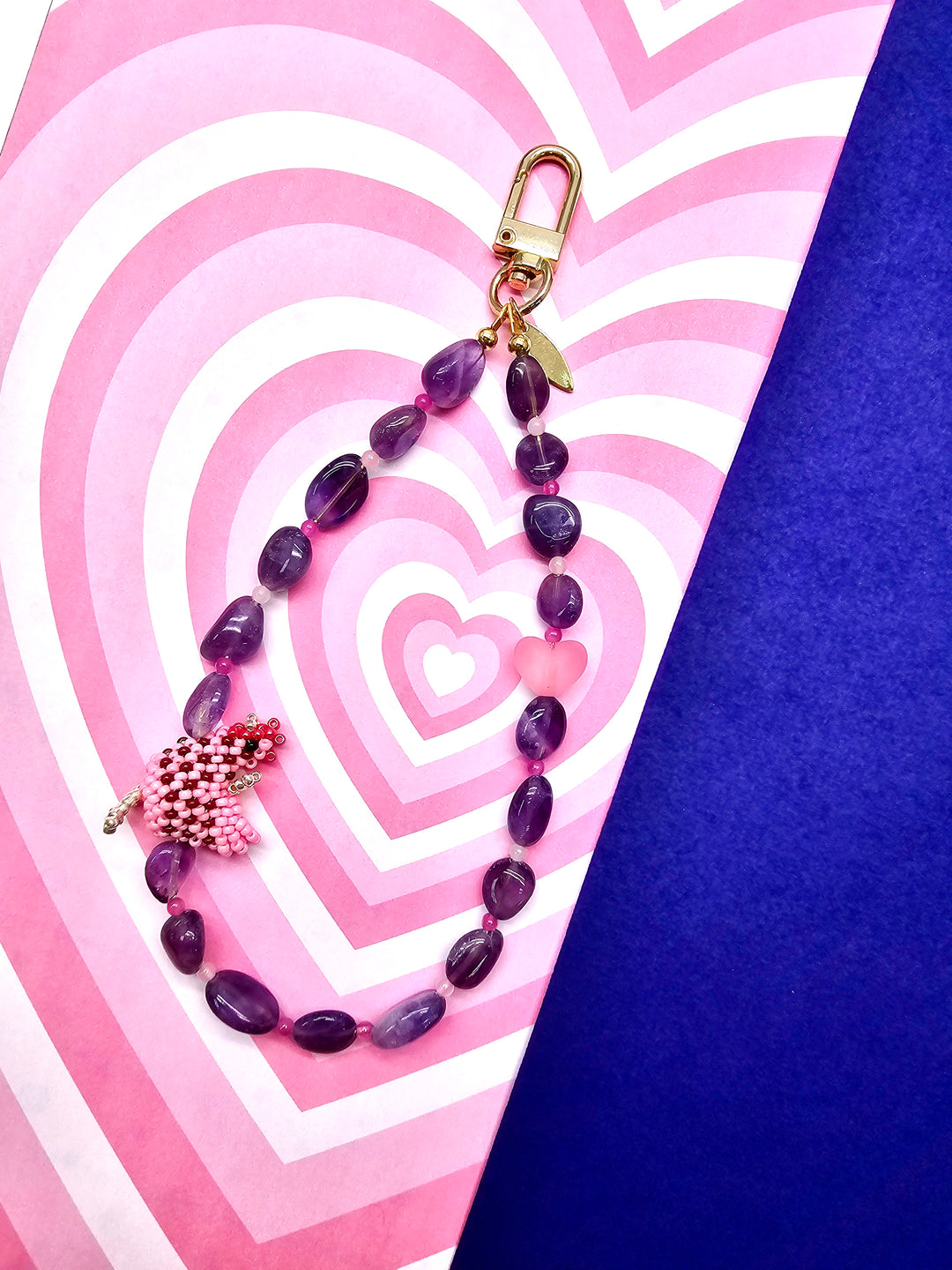 Handcrafted Chicken Amethyst Phone Strap PC122