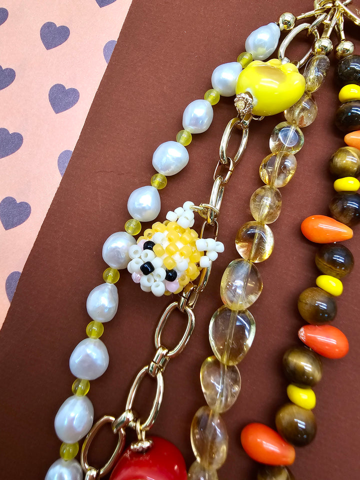 Doghouse Charm Gemstone And Pearls Tassel Phone Strap / Bag Charm PC106