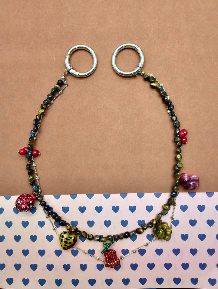 Christmas Theme Tiger-Eye Stone Bag Charm PC115