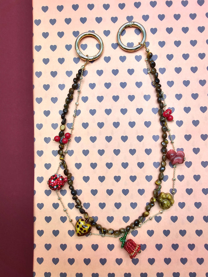 Christmas Theme Tiger-Eye Stone Bag Charm PC115