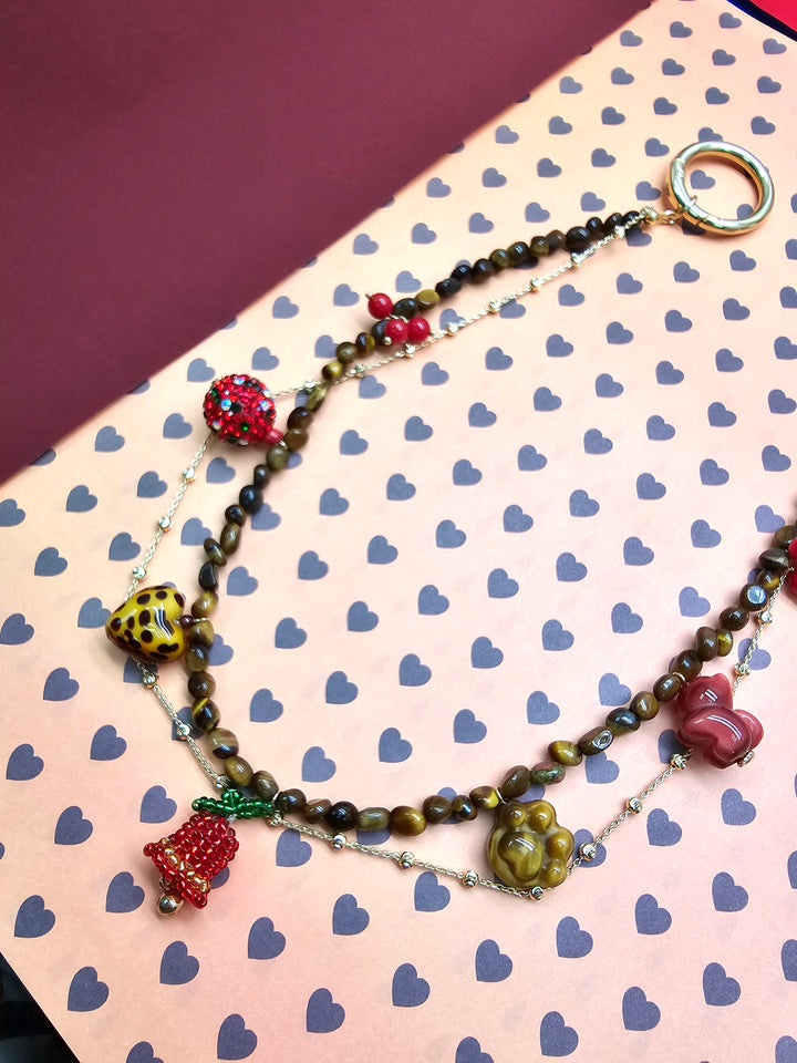 Christmas Theme Tiger-Eye Stone Bag Charm PC115