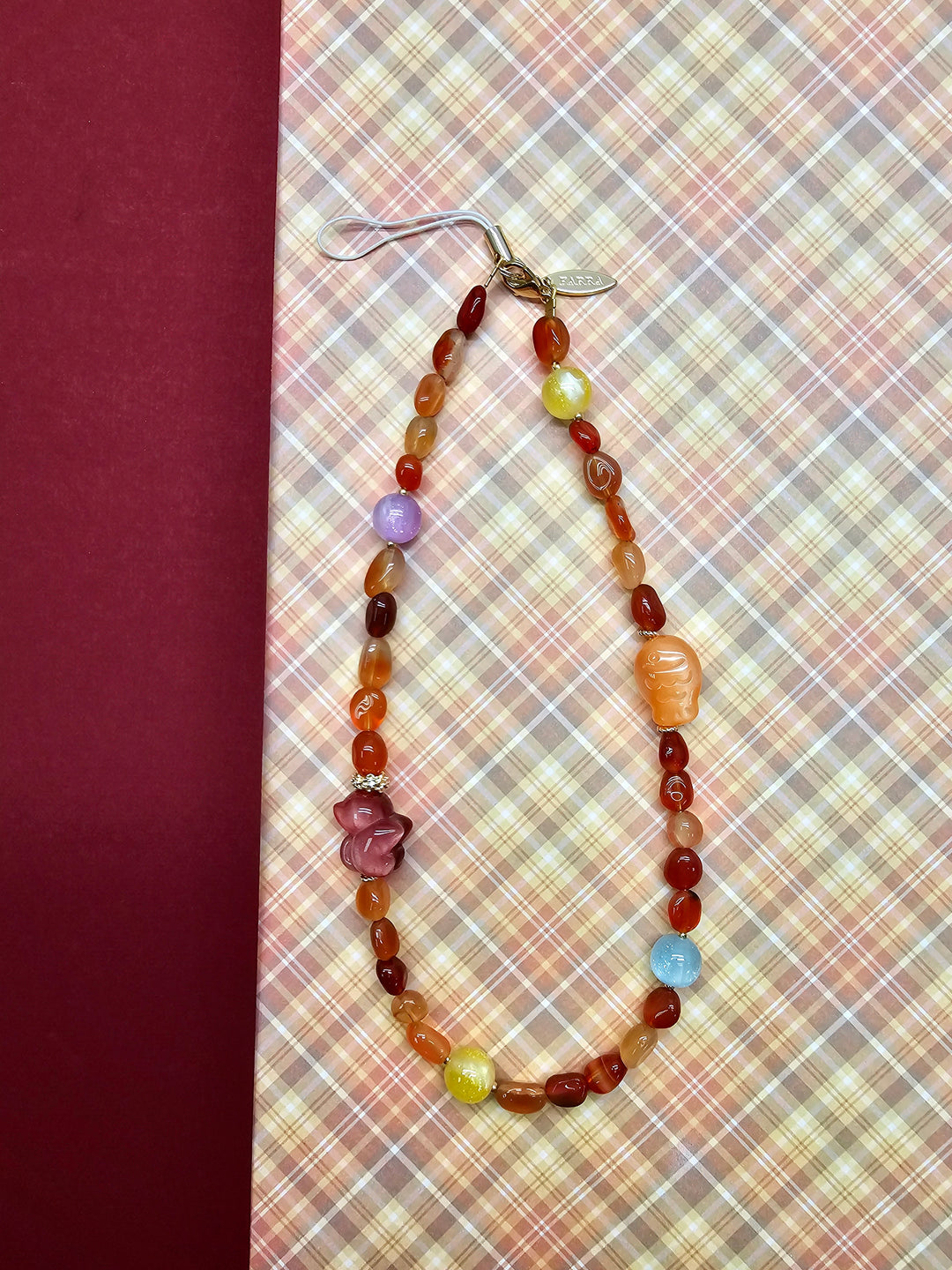 UV Color-Changing Cat & Fish Agate Phone Strap PC121