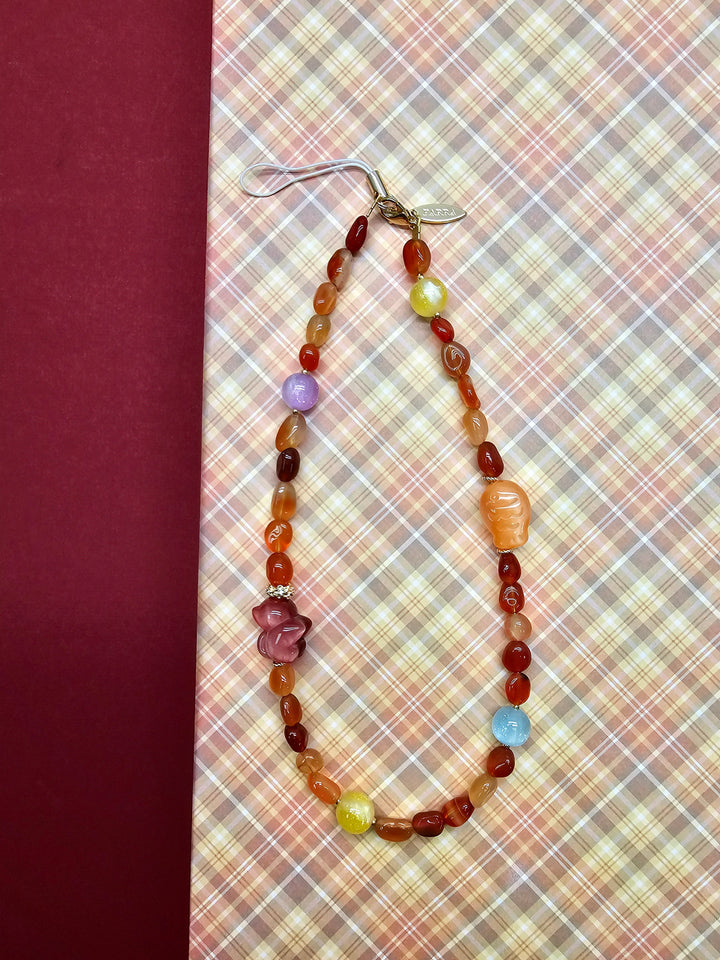UV Color-Changing Cat & Fish Agate Phone Strap PC121