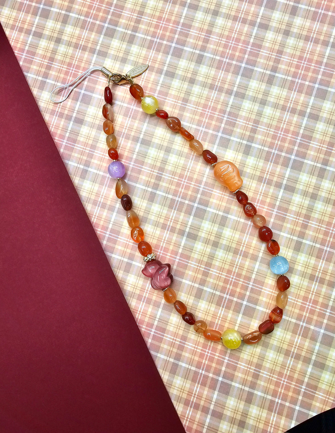 UV Color-Changing Cat & Fish Agate Phone Strap PC121