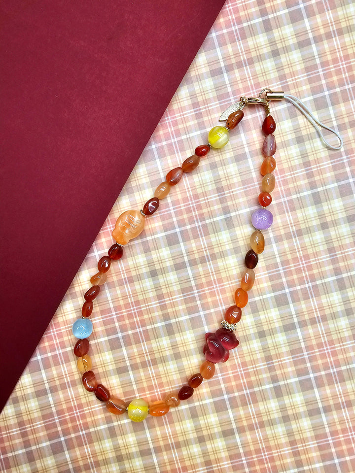 UV Color-Changing Cat & Fish Agate Phone Strap PC121