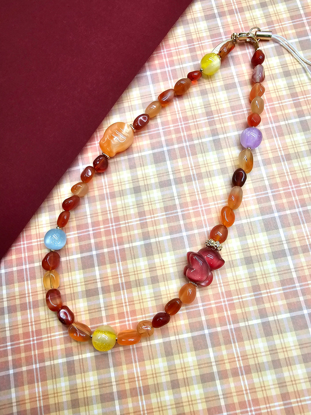 UV Color-Changing Cat & Fish Agate Phone Strap PC121