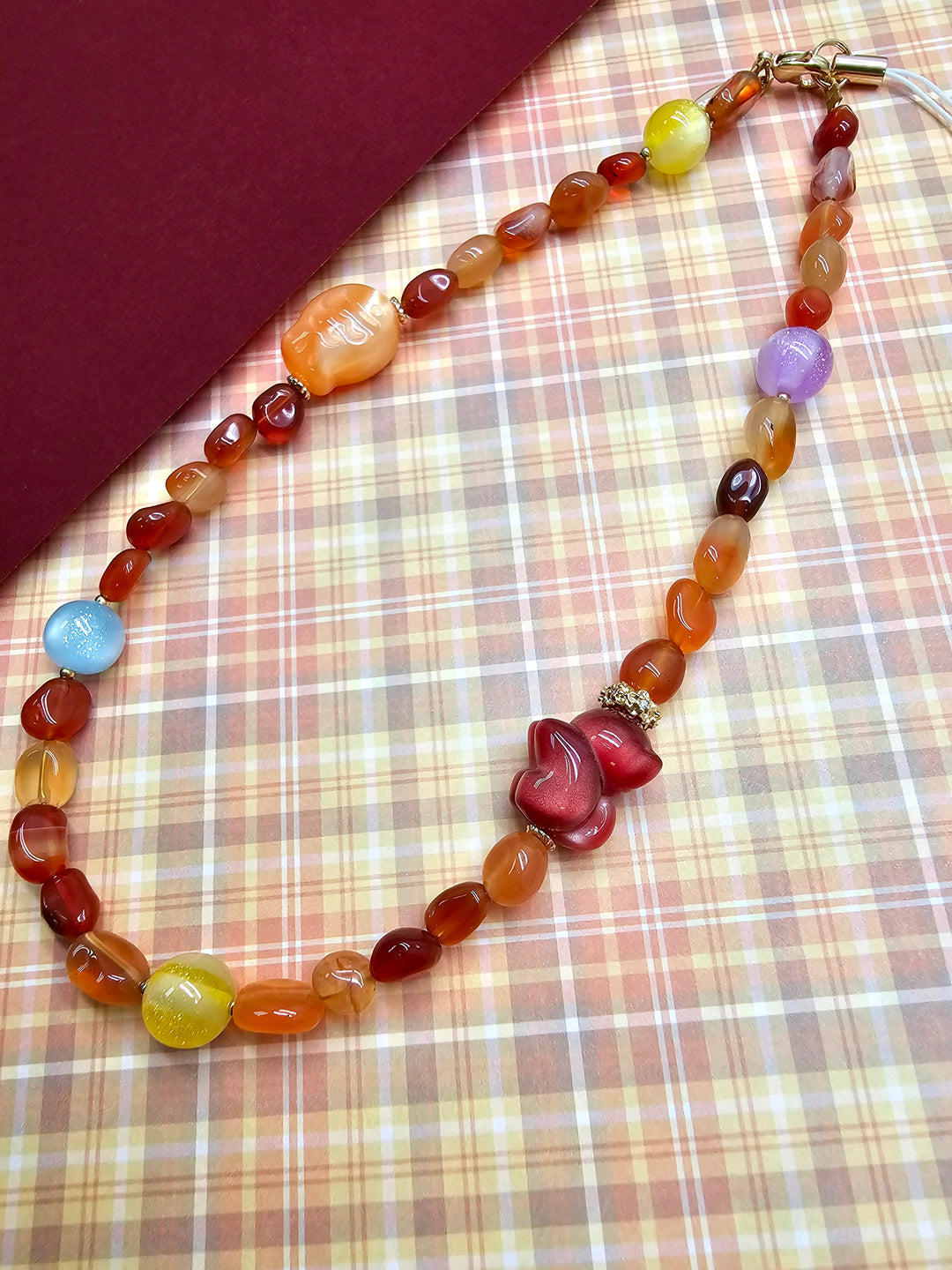 UV Color-Changing Cat & Fish Agate Phone Strap PC121