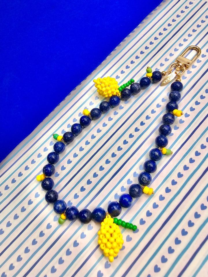 Lapis Lazuli With Handcrafted Lemon Phone Strap / Bag Charm PC137