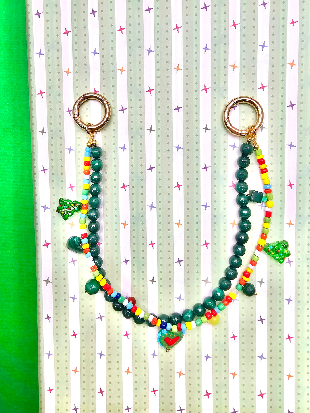 Christmas Tree Malachite Bag Charm PC114