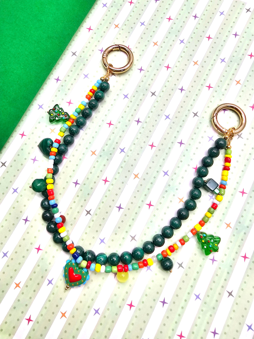 Christmas Tree Malachite Bag Charm PC114