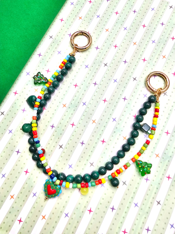 Christmas Tree Malachite Bag Charm PC114