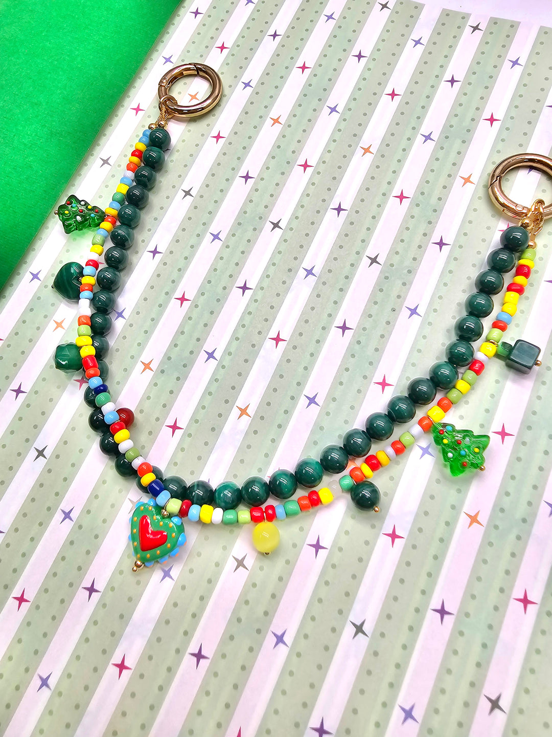 Christmas Tree Malachite Bag Charm PC114