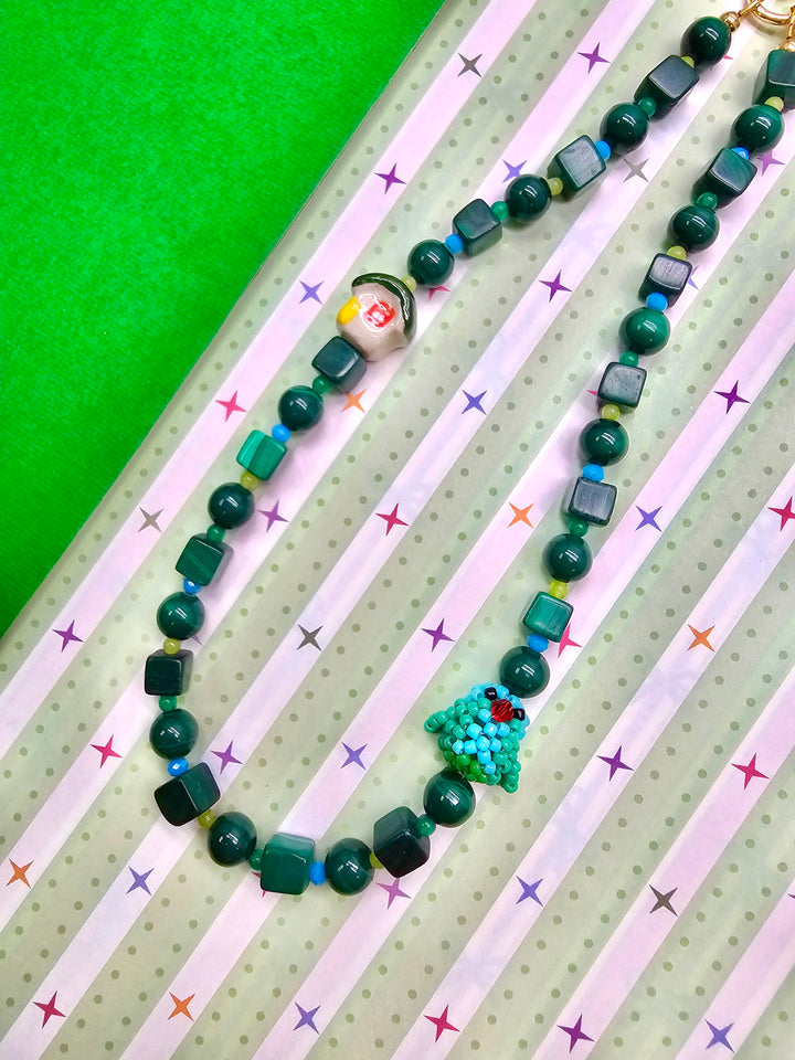 Bird & Ceramic House Natural Malachite Phone Strap PC131