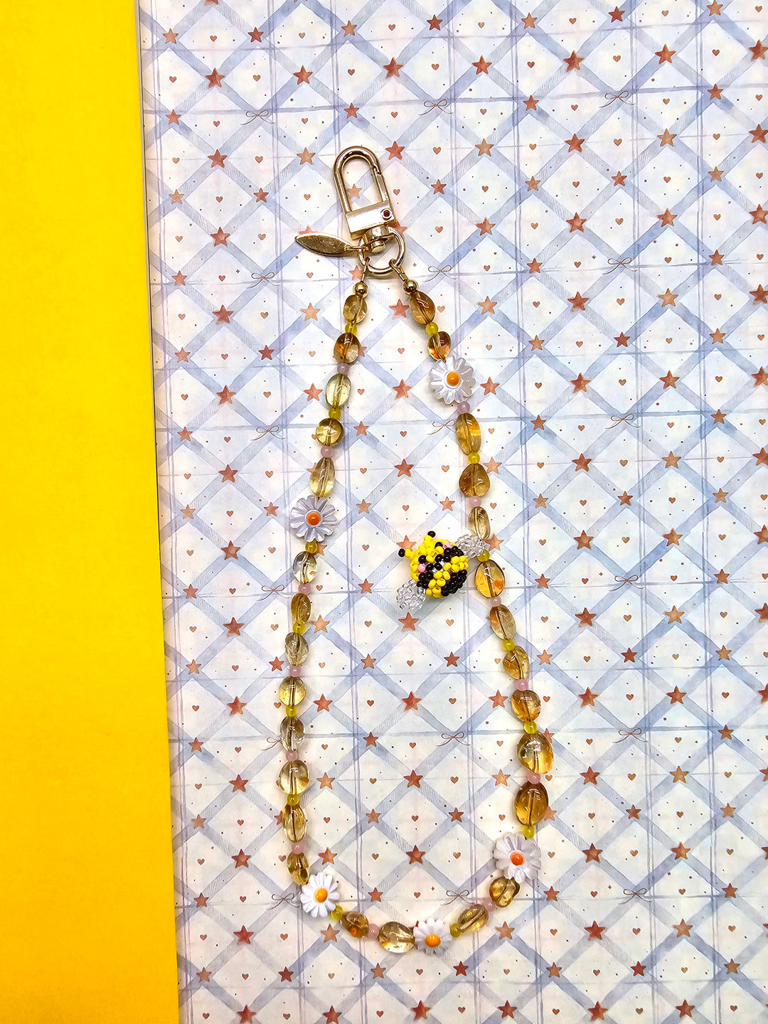 Handcrafted Bee & Shell Flower Natural Citrine Phone Strap PC127