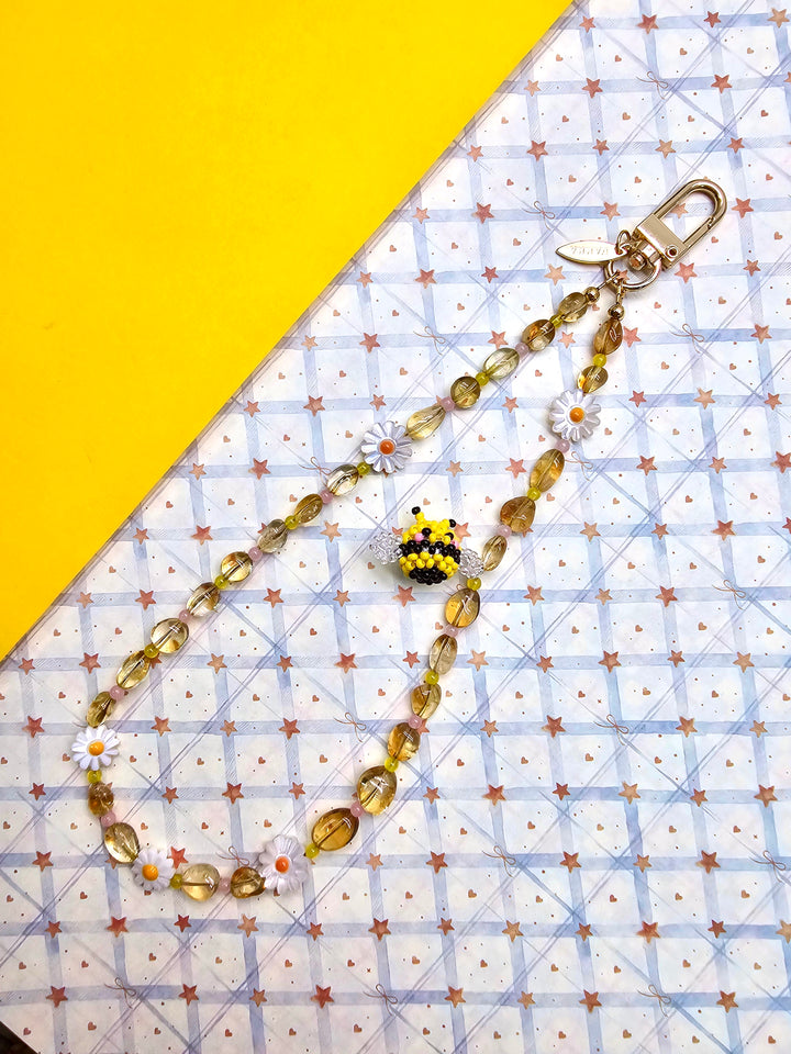 Handcrafted Bee & Shell Flower Natural Citrine Phone Strap PC127