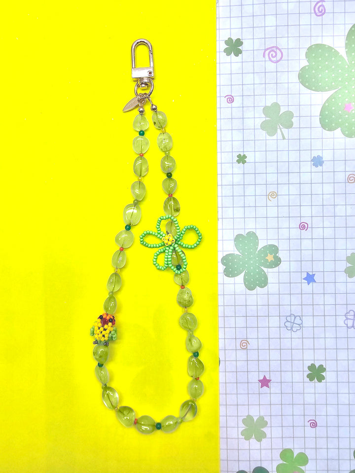 Handcrafted Bird Natural Prehnite Phone Strap PC123