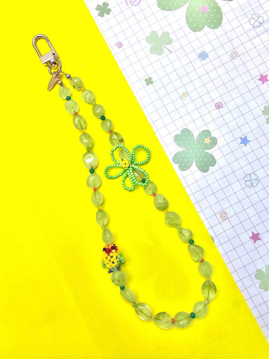 Handcrafted Bird Natural Prehnite Phone Strap PC123