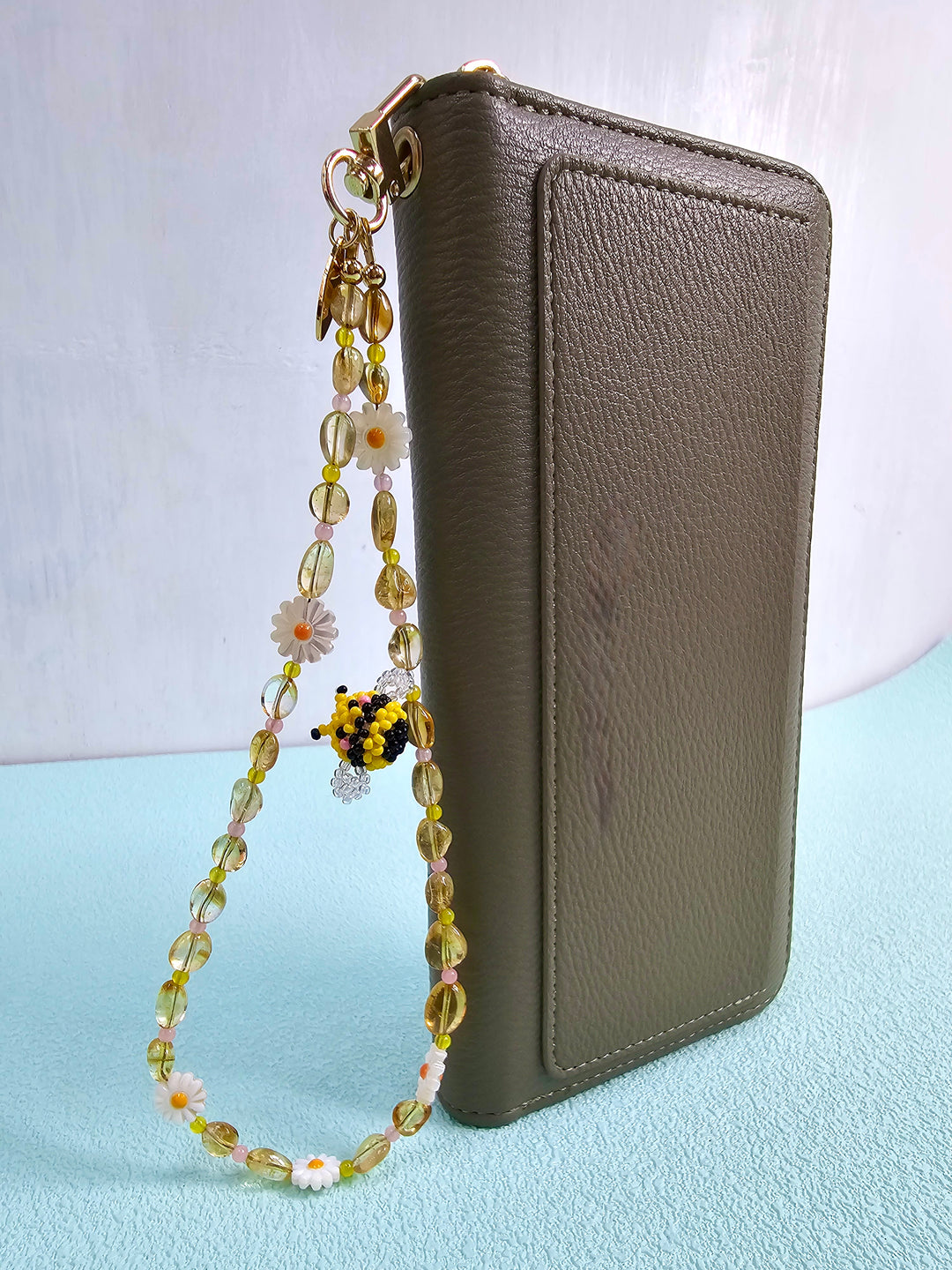Handcrafted Bee & Shell Flower Natural Citrine Phone Strap PC127