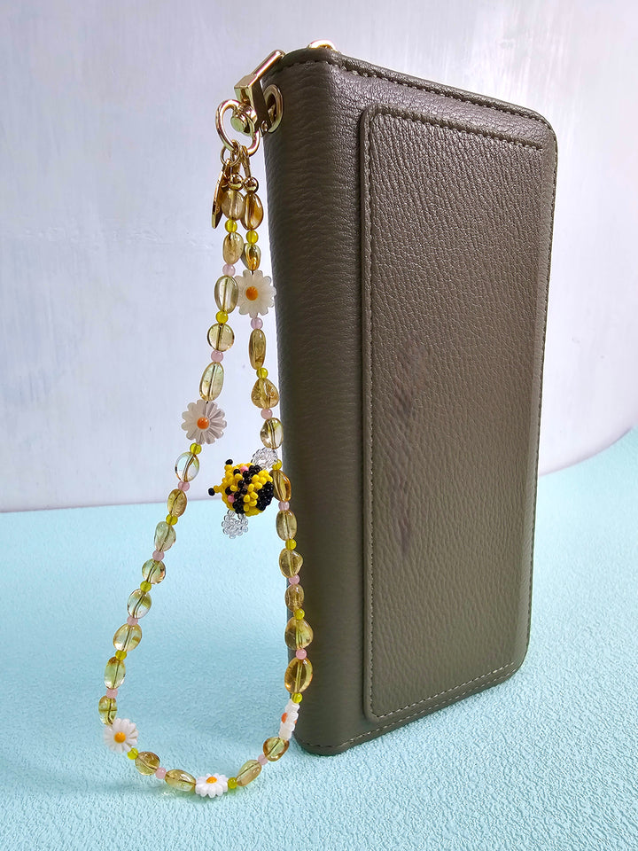 Handcrafted Bee & Shell Flower Natural Citrine Phone Strap PC127