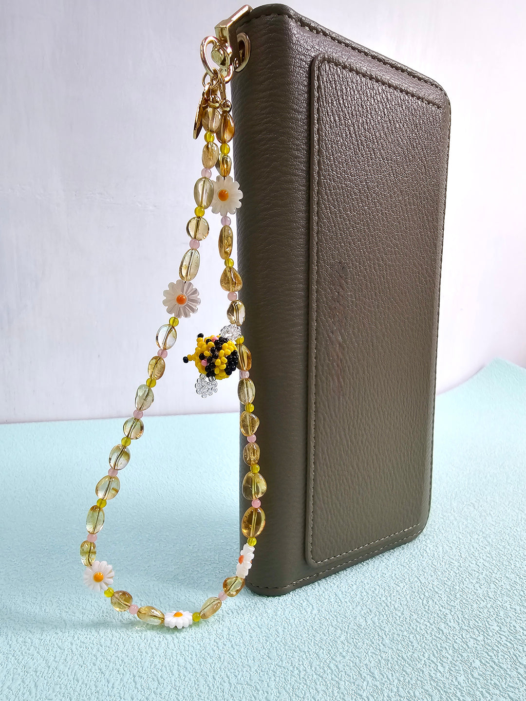 Handcrafted Bee & Shell Flower Natural Citrine Phone Strap PC127
