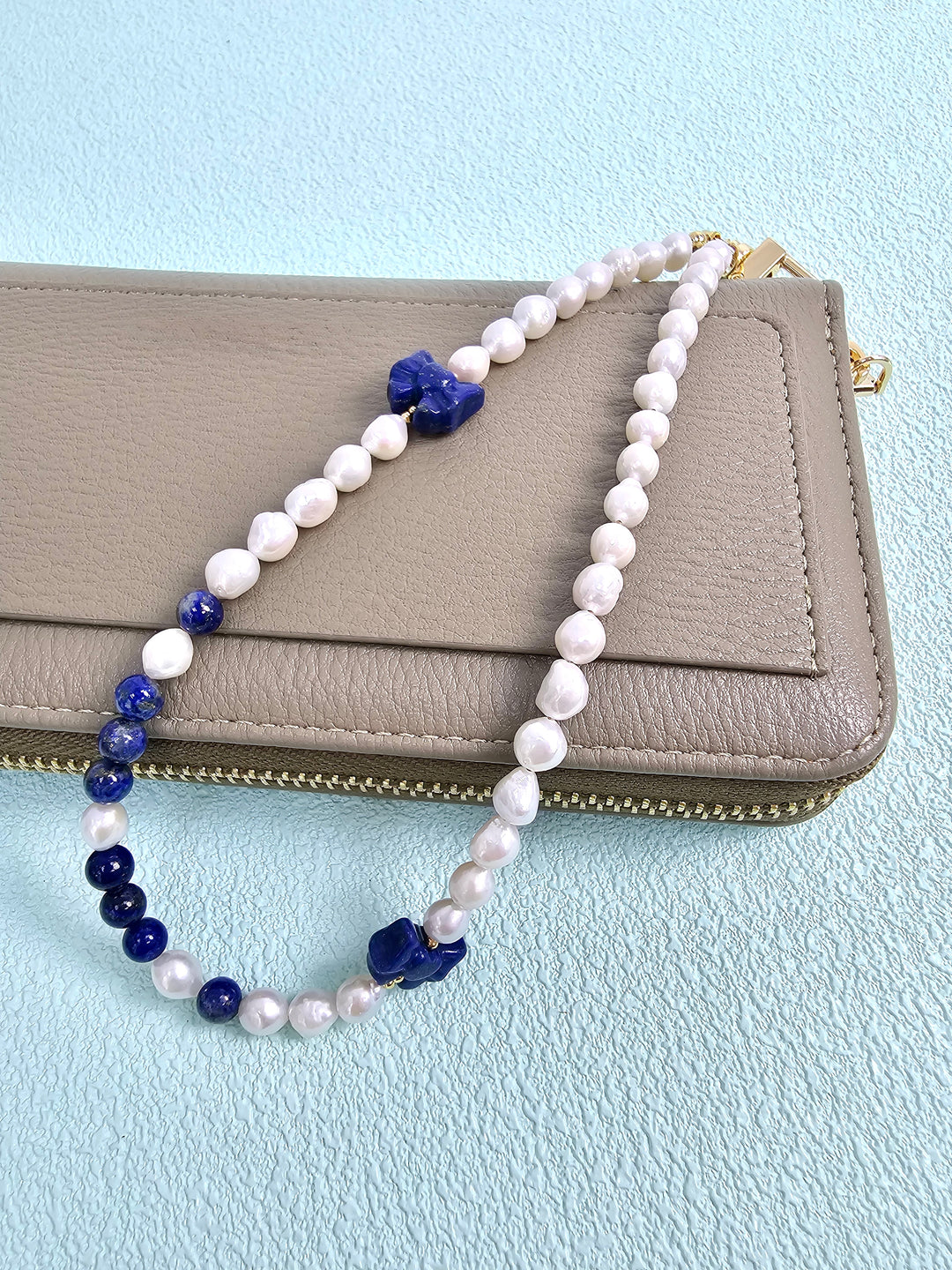 Freshwater Pearl With Lapis Bow Phone Strap PC147