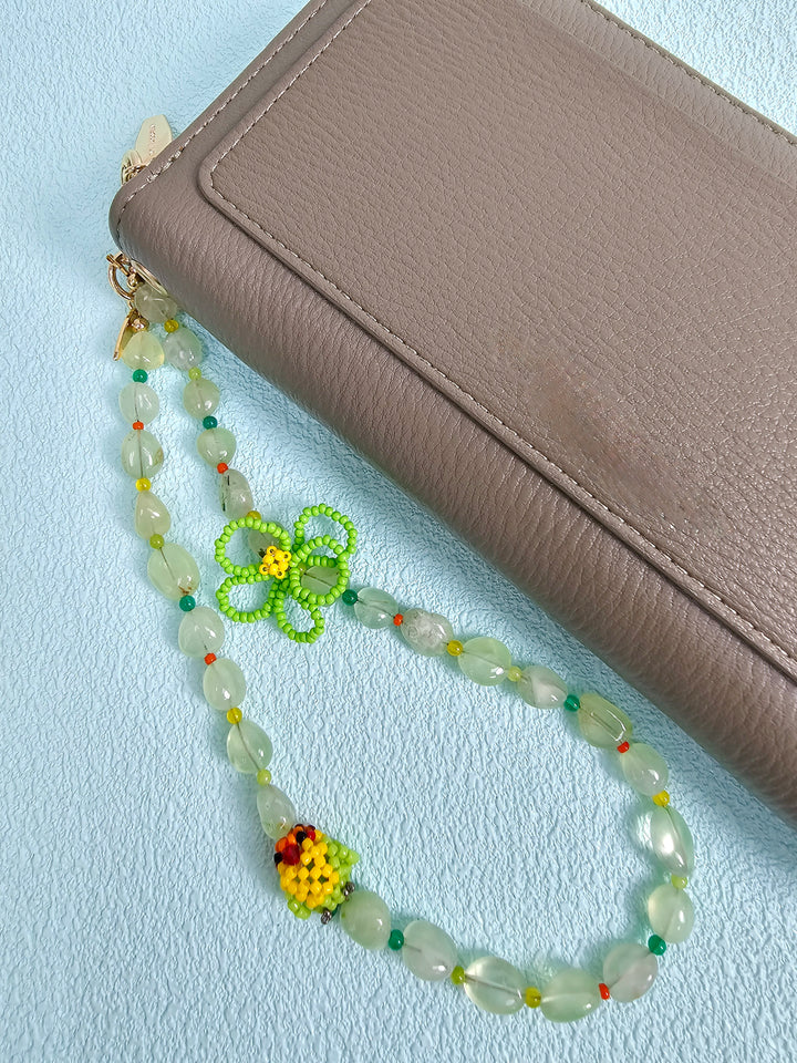 Handcrafted Bird Natural Prehnite Phone Strap PC123