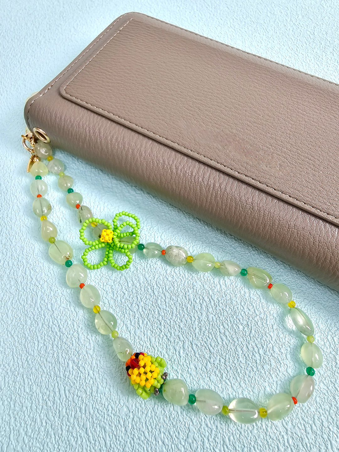Handcrafted Bird Natural Prehnite Phone Strap PC123