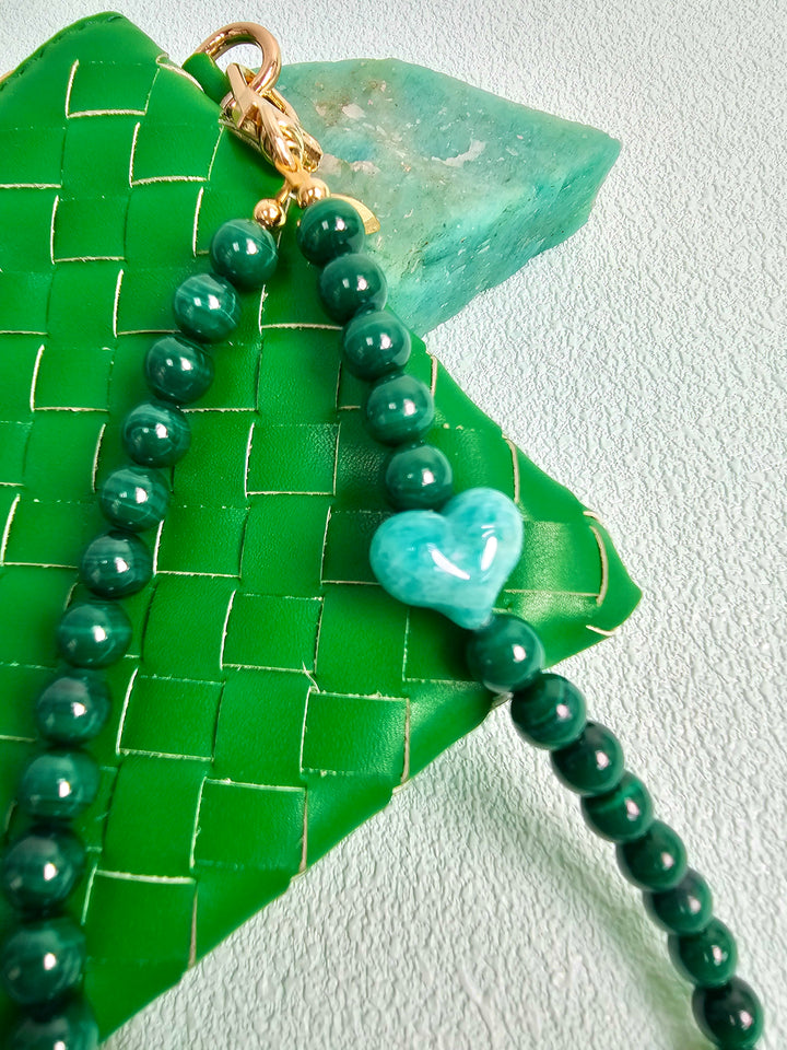 Malachite With Amazonite Heart Phone Strap PC120