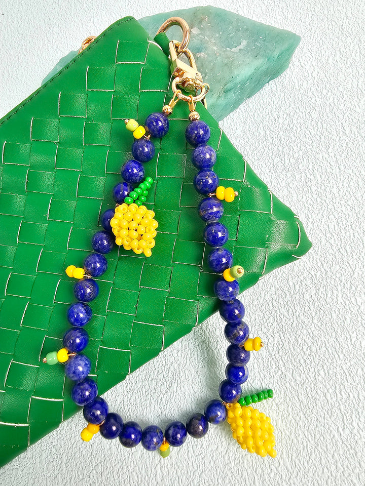 Lapis Lazuli With Handcrafted Lemon Phone Strap / Bag Charm PC137
