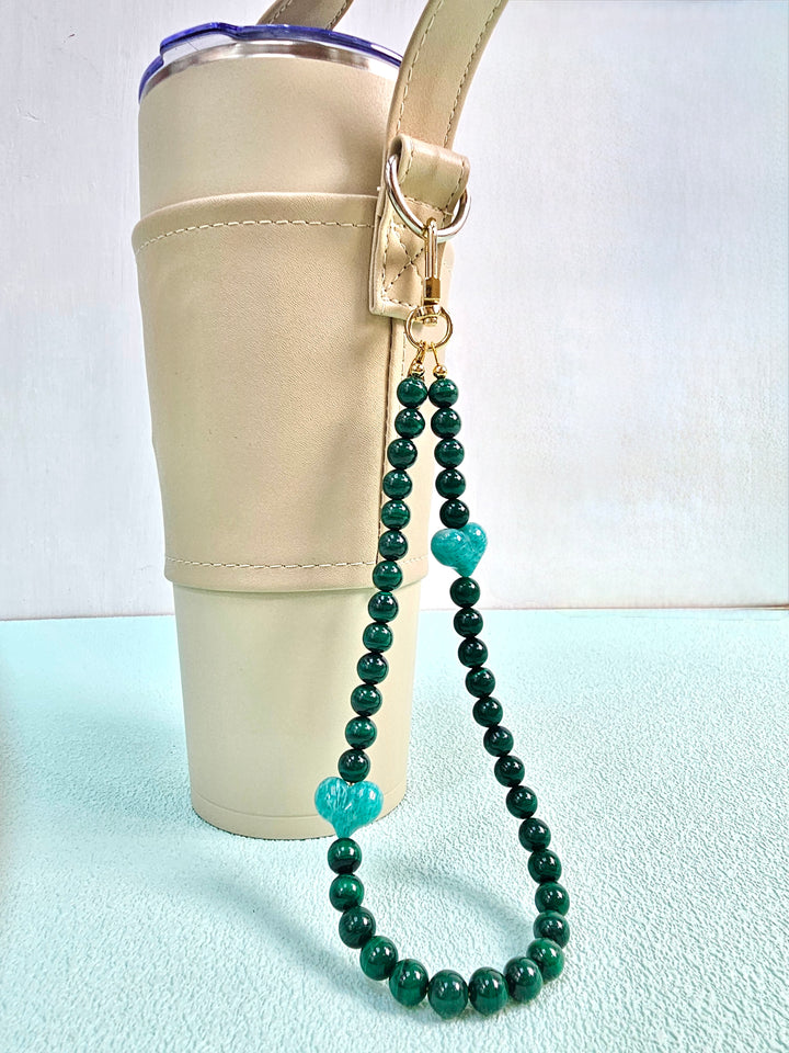 Malachite With Amazonite Heart Phone Strap PC120