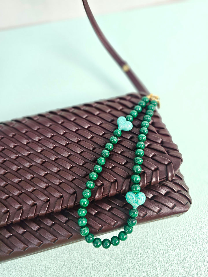 Malachite With Amazonite Heart Phone Strap PC120