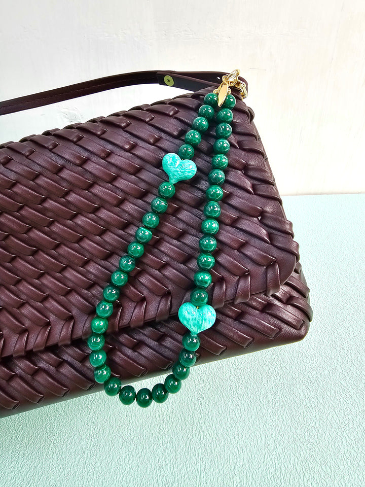 Malachite With Amazonite Heart Phone Strap PC120