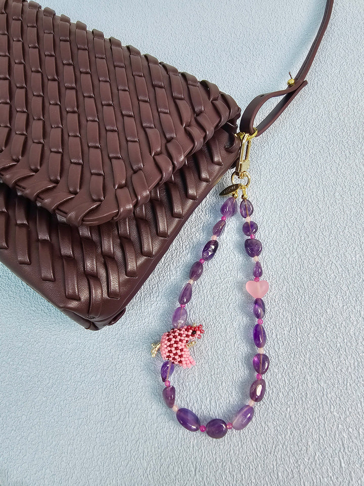 Handcrafted Chicken Amethyst Phone Strap PC122