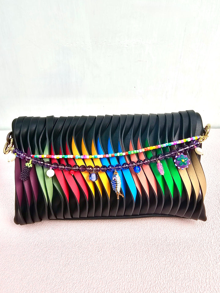 Playful Fish & Eggplant Charm Amethyst Bag Charm PC116